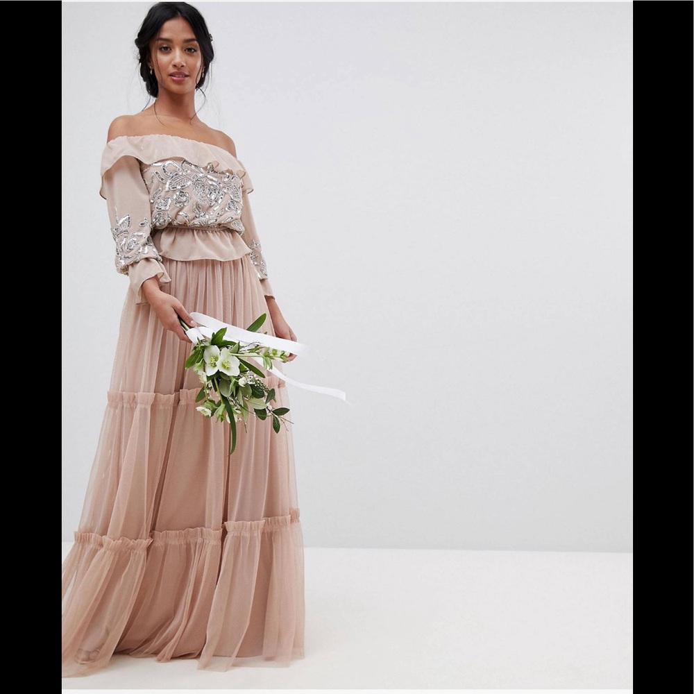 ASOS bridesmaid embellished top and tulle skirt set